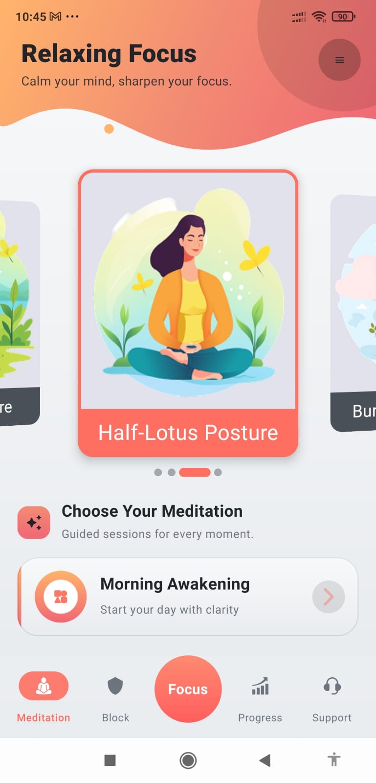 Focus meditation screen
