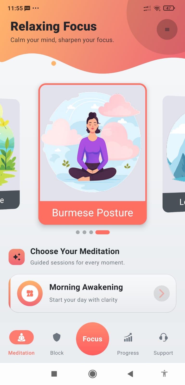 Focus Meditation screen